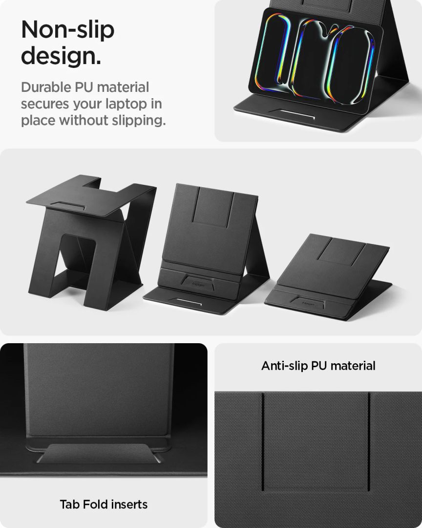 Spigen LD201-S10 Slim Fold Non Adhesive Laptop Stand Black