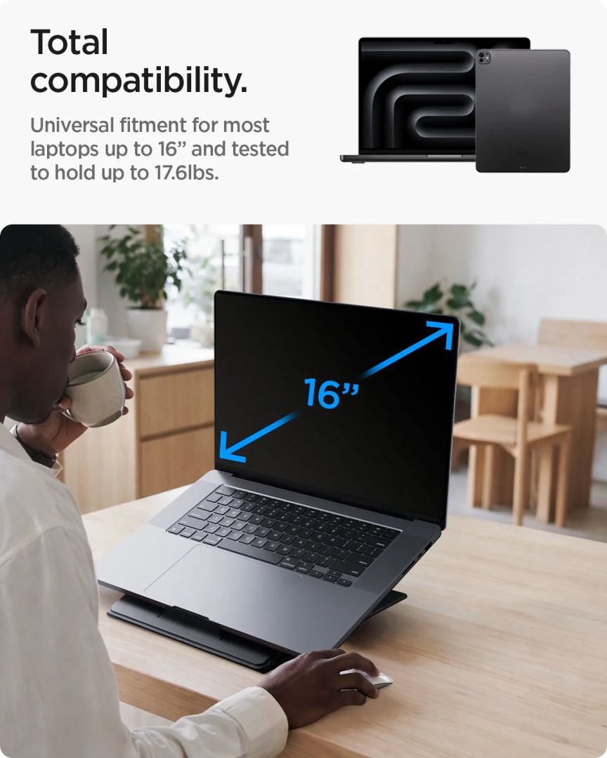 Spigen LD201-S10 Slim Fold Non Adhesive Laptop Stand Black