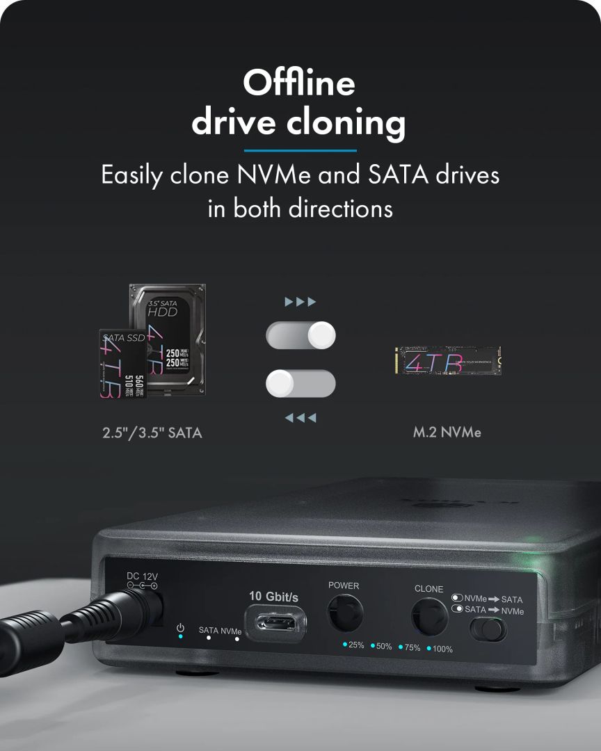 Raidsonic IB-3882MSCL-CU31 Clone and DockingStation for M.2 NVMe SSD and 2.5