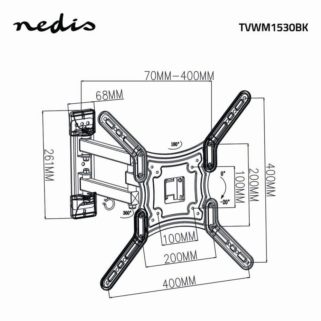 Nedis Full Motion TV Wall Mount 23-55