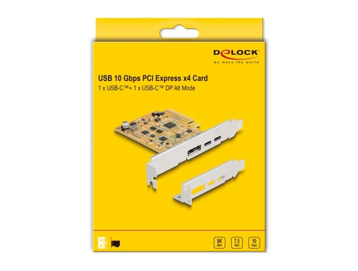 DeLock PCI Express x4 Card to 1 x external USB Type-C 10 Gbps female + 1 x external USB Type-C 10 Gbps (DP Alt Mode) female