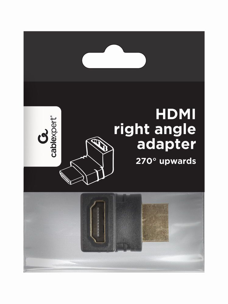 Gembird HDMI right angle adapter 270° upwards Black