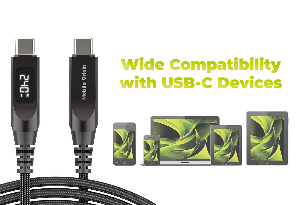 Mobile Origin 240W Display Cable USB-C to USB-C 1,5m Black