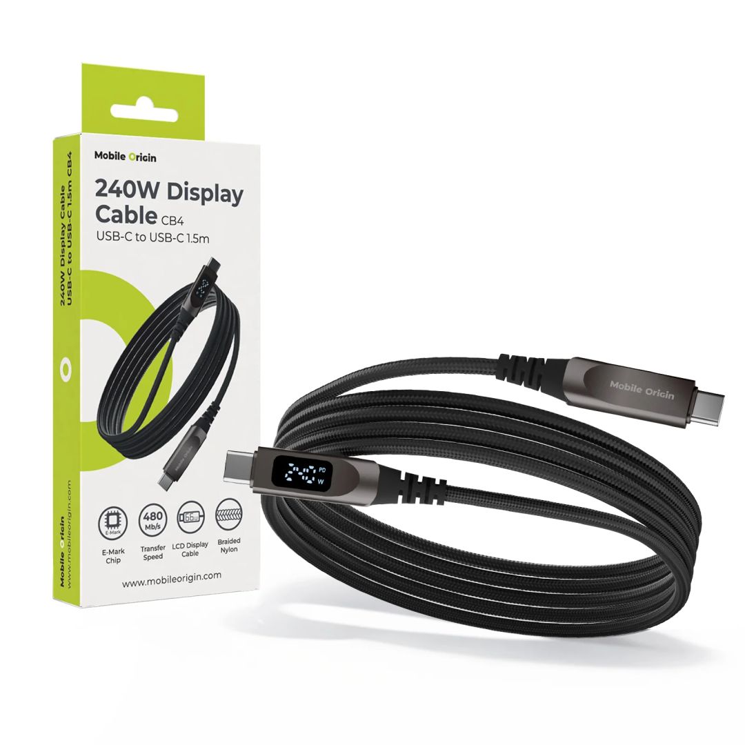 Mobile Origin 240W Display Cable USB-C to USB-C 1,5m Black