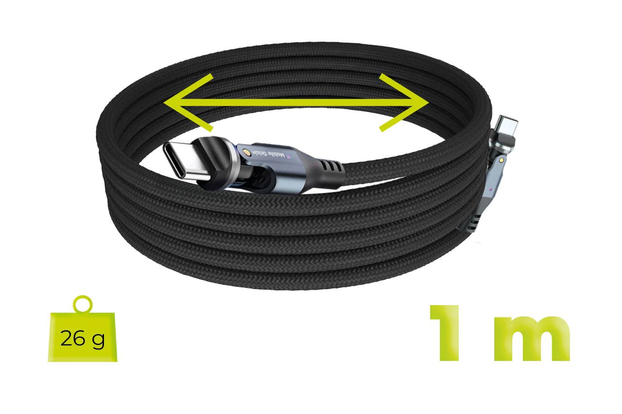 Mobile Origin 240W Rotating Cable 540° USB-C to USB-C 1m Black