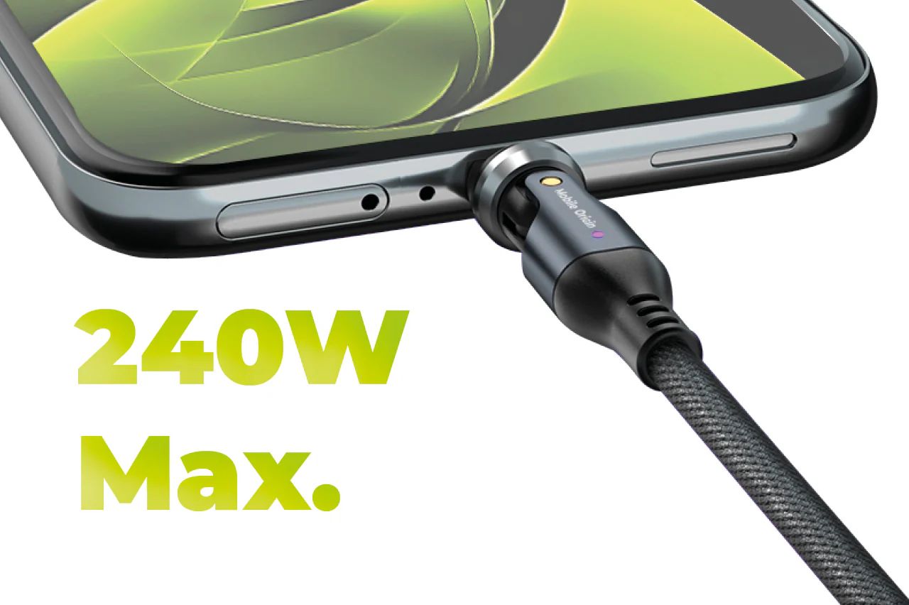 Mobile Origin 240W Rotating Cable 540° USB-C to USB-C 1m Black