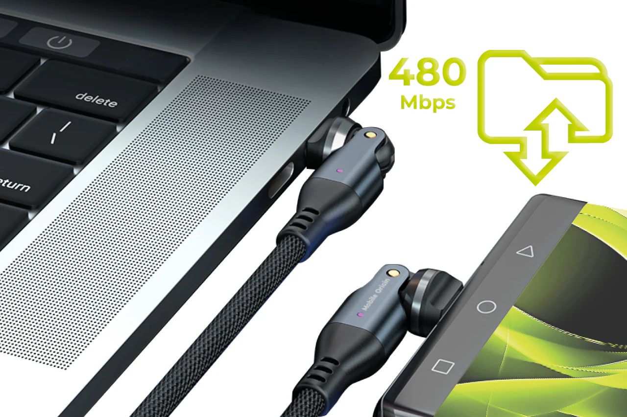 Mobile Origin 240W Rotating Cable 540° USB-C to USB-C 1m Black