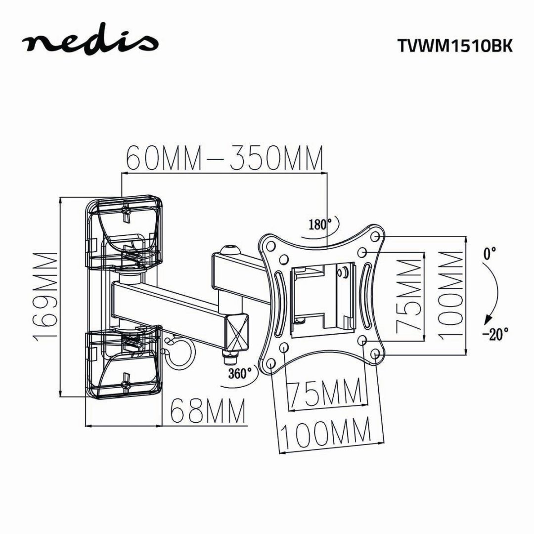 Nedis Full Motion TV Wall Mount 13-27