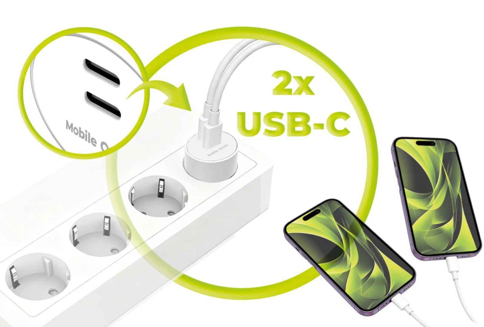 Mobile Origin 30W Charger Plug PW33 2x USB-C White