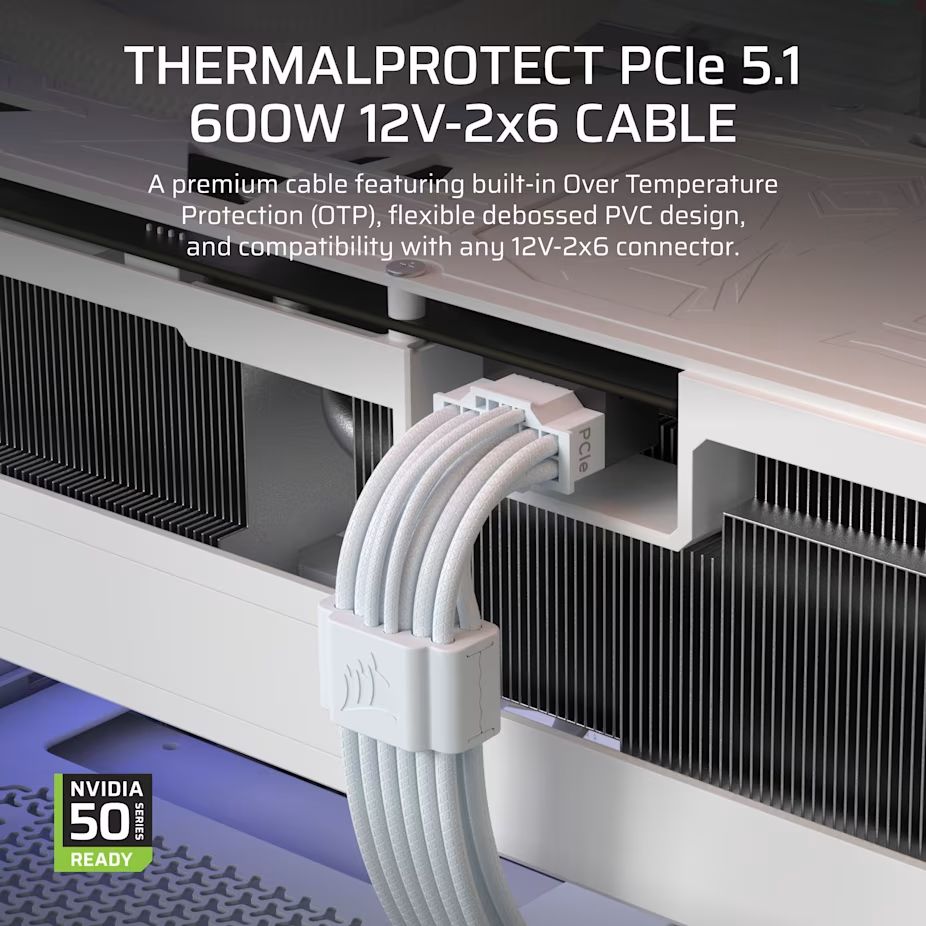 Corsair ThermalProtect PCIe 5.1 600W 12V-2x6 Cable White