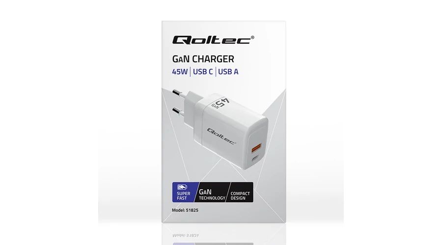 Qoltec GaN 45W Charger White