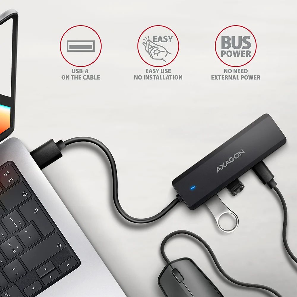 AXAGON 4-portos USB3.2 HUB Black
