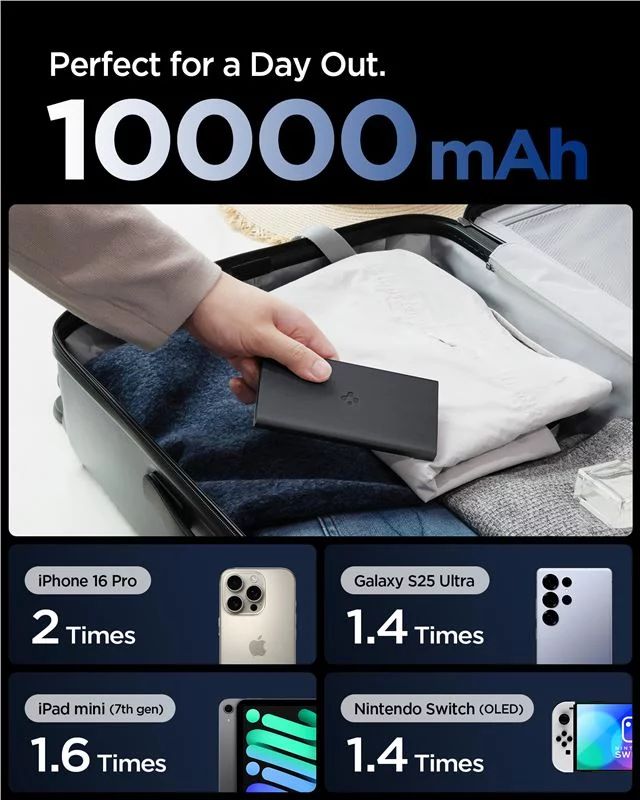 Spigen Essential 10000mAh Power Bank Black