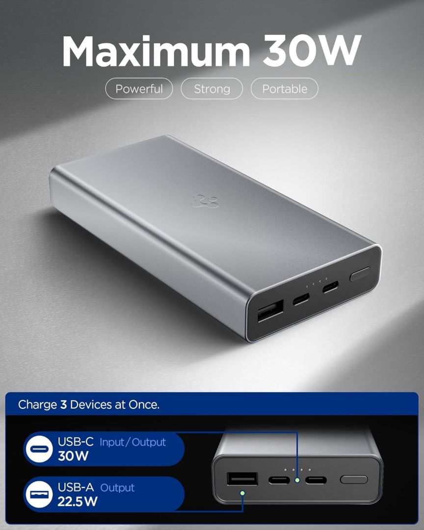 Spigen EA3020 Essential 20000mAh Power Bank Gray