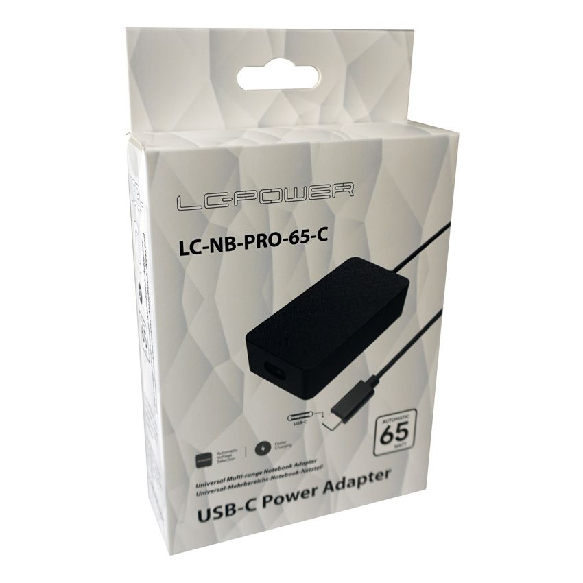 LC Power LC-NB-GAN-65-C 5-20V / 3,25A 65W Type-C univerzális hálózati notebook töltő