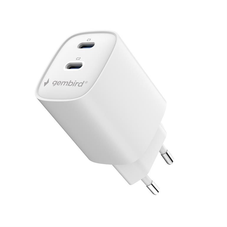 Gembird 2-port 45W USB fast charger White