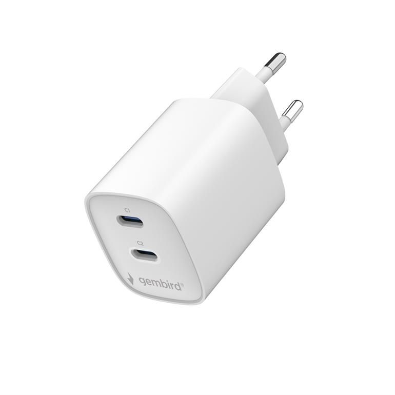 Gembird 2-port 45W USB fast charger White