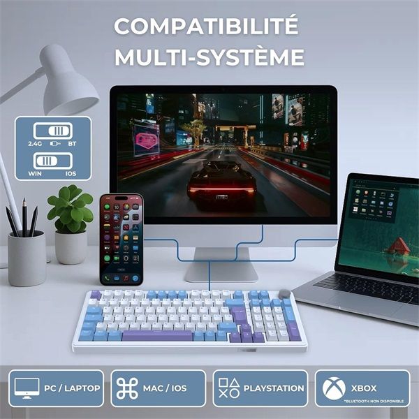 The G-Lab Keyz Elite 400 WB Keyboard White/Blue US