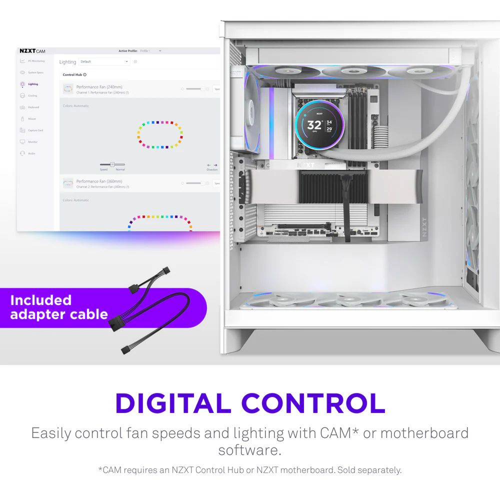 NZXT F360X 360mm Performance RGB Single-Frame Fan White