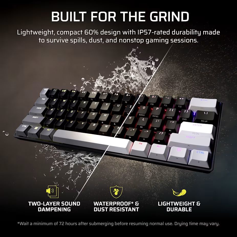Corsair Clipper Pro Mini 60 Hall Effect Gaming Keyboard Black US