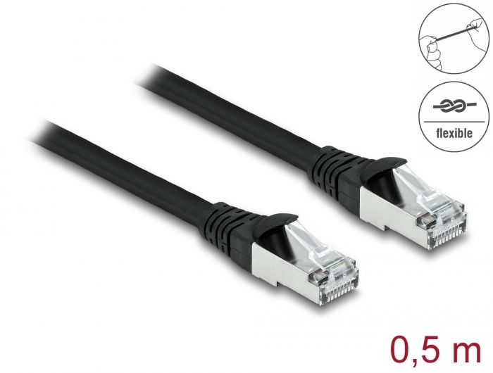 DeLock CAT6A S-FTP Patch Cable 0,5m Black