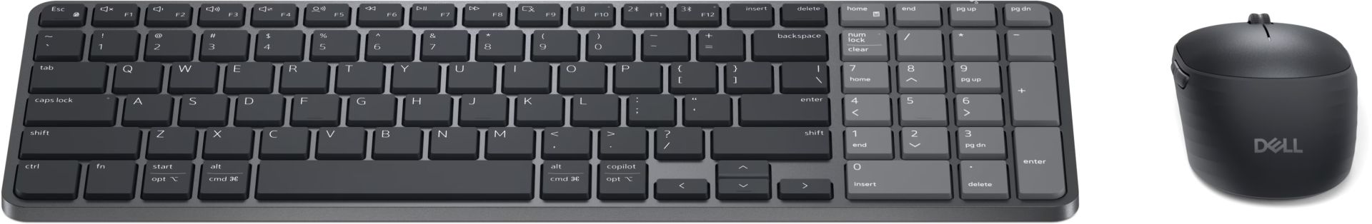 Dell KM746 Pro 7 Rechargeable Compact Wireless Bluetooth Keyboard Combo Graphite US