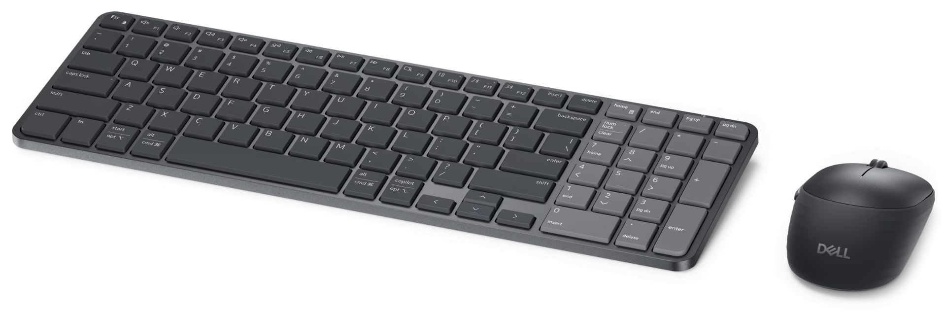 Dell KM746 Pro 7 Rechargeable Compact Wireless Bluetooth Keyboard Combo Graphite US