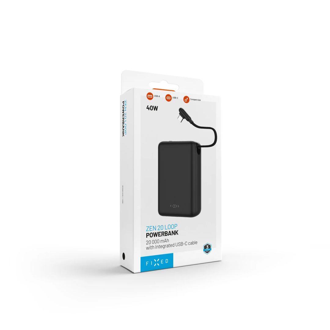 FIXED Zen 20 Loop 20000mAh PowerBank, fekete