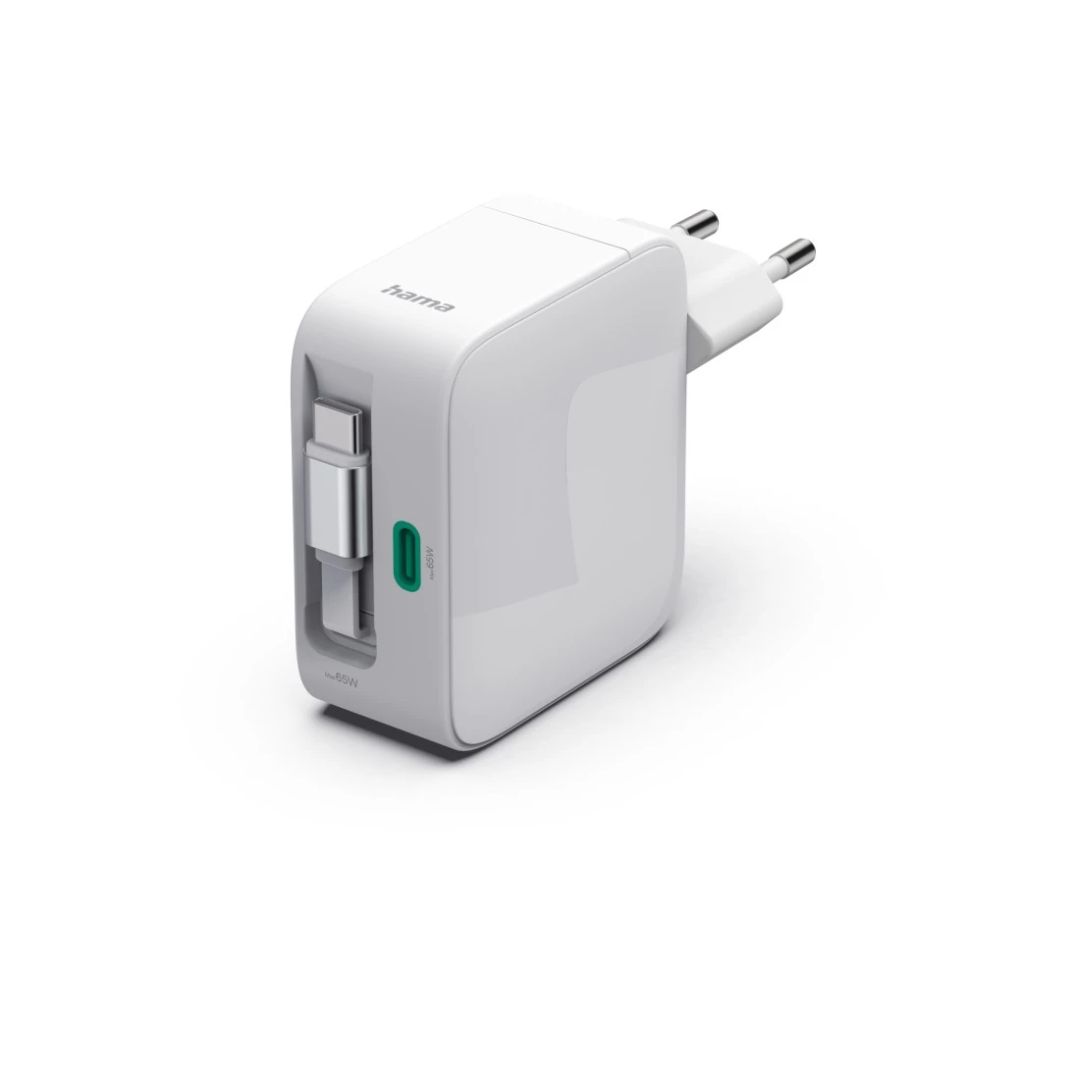 Hama Fast Charger GaN Extendable Charging Cable PD 65W White