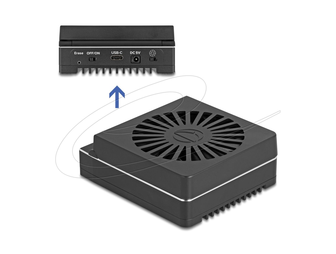 DeLock USB 20 Gbps M.2 Docking Station for 4 x M.2 NVMe PCIe SSD with Clone and Erase Function