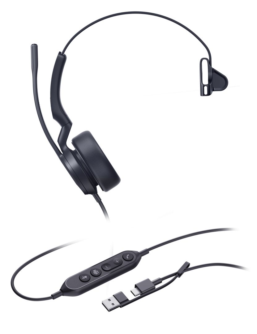 Yealink UH44 Mono USB-C/A Headset Black