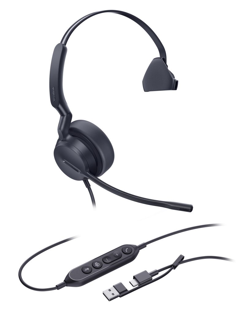 Yealink UH44 Mono USB-C/A Headset Black