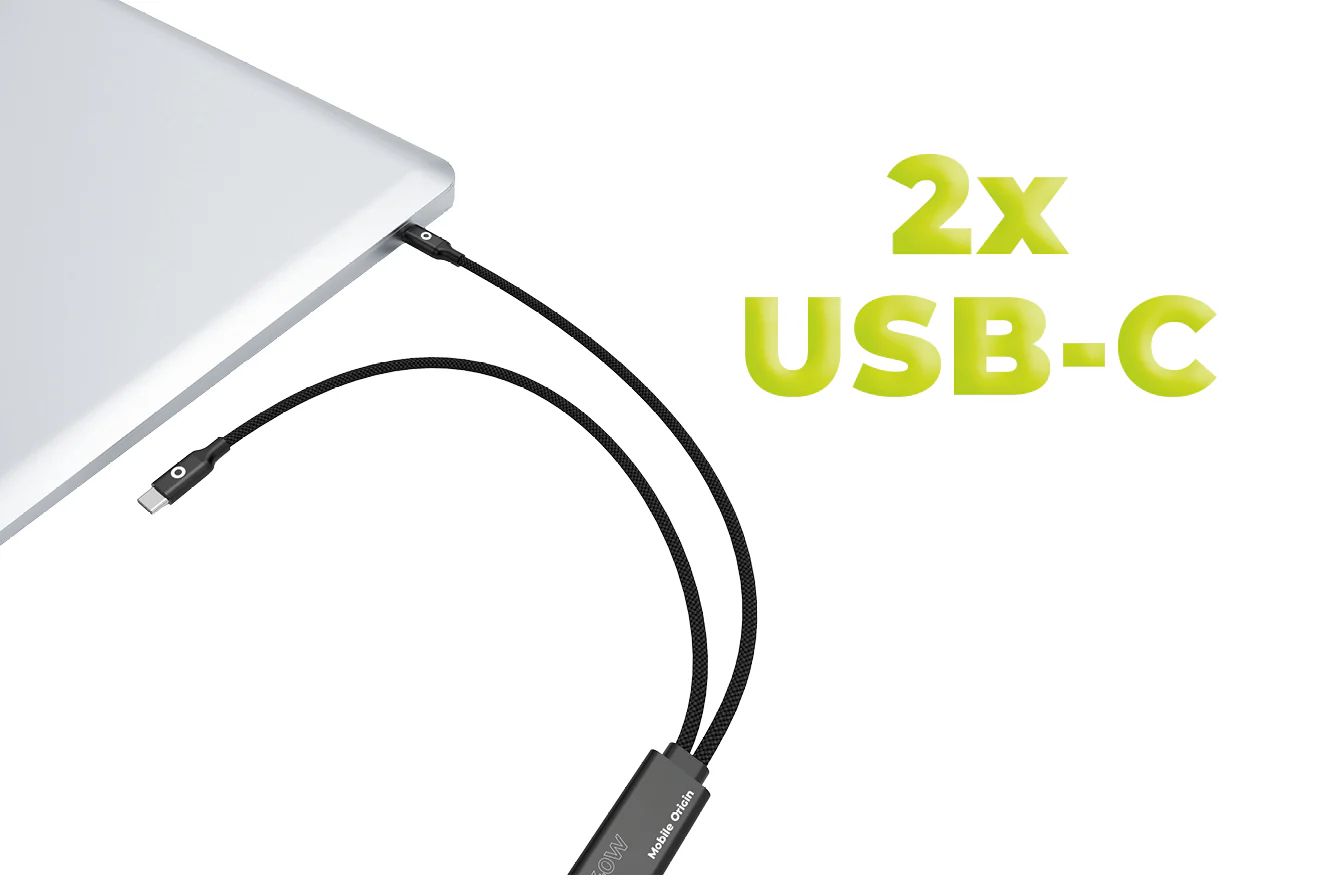 Mobile Origin 140W Dual Charge USB-C Cable 1,2m Black