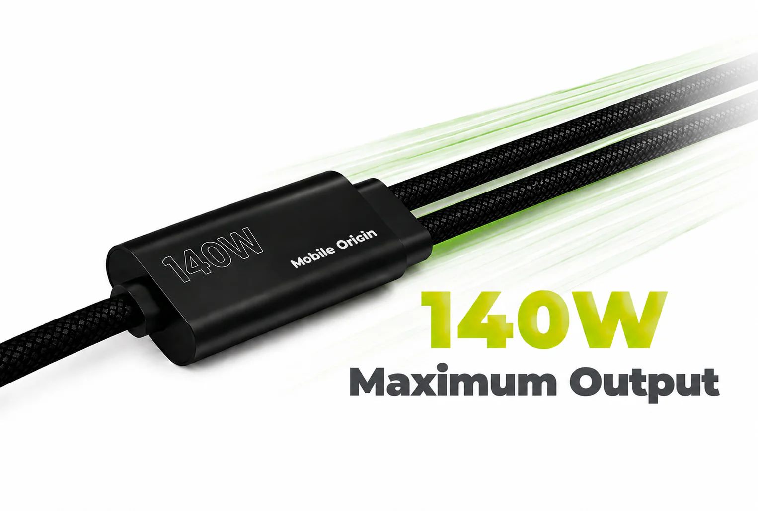 Mobile Origin 140W Dual Charge USB-C Cable 1,2m Black