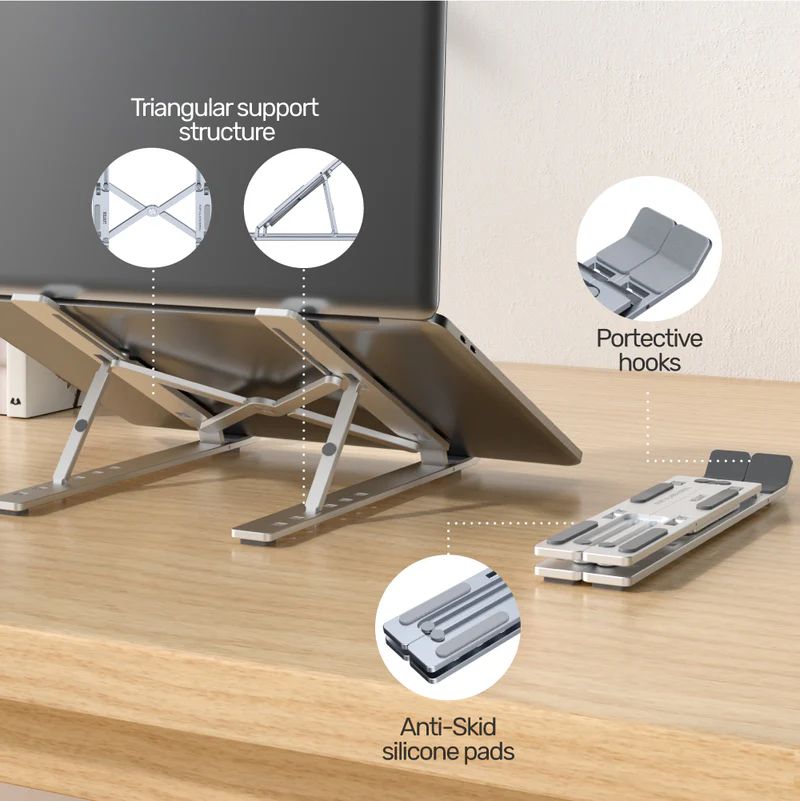 Unitek Mechanical Foldable Laptop Stand Silver