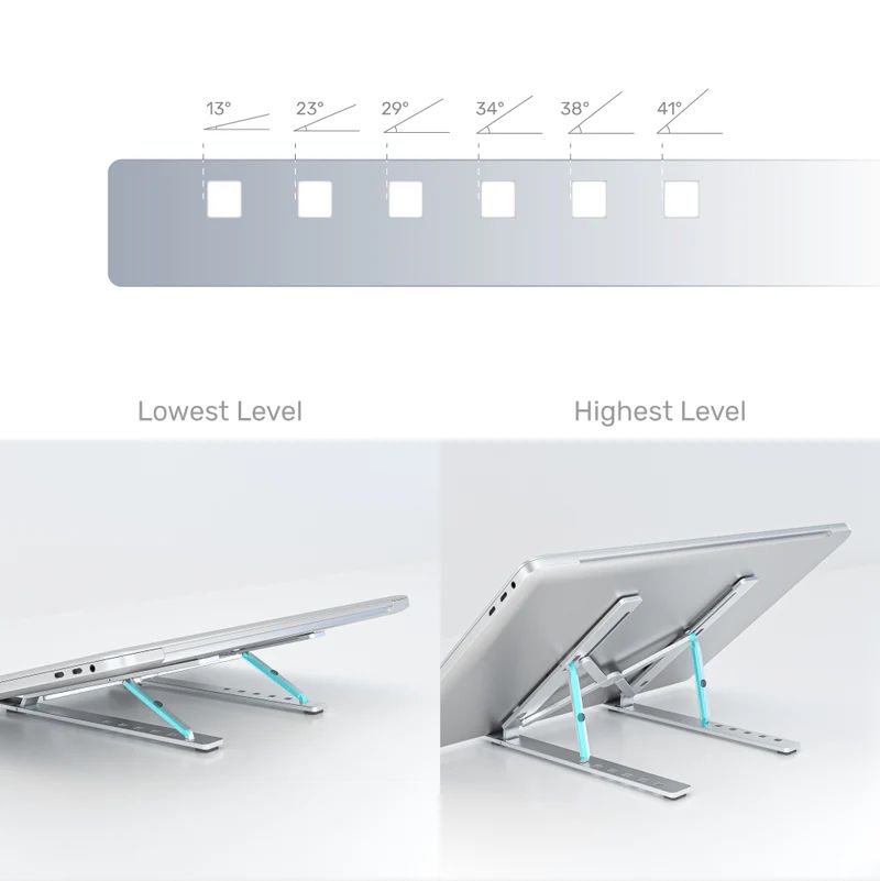 Unitek Mechanical Foldable Laptop Stand Silver