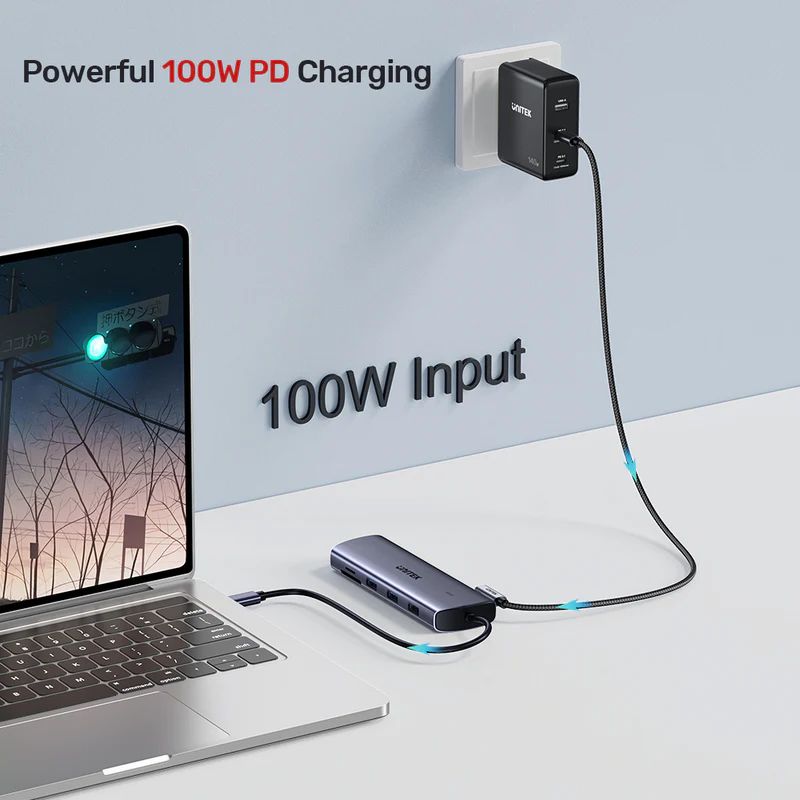 Unitek 9-in-1 USB-C Hub with Dual Display Dual Card Reader and 100W PD Space Grey
