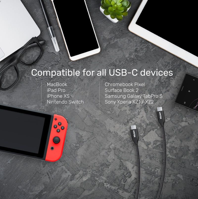 Unitek USB-C 100W PD Fast Charging Cable with Data 2m Black