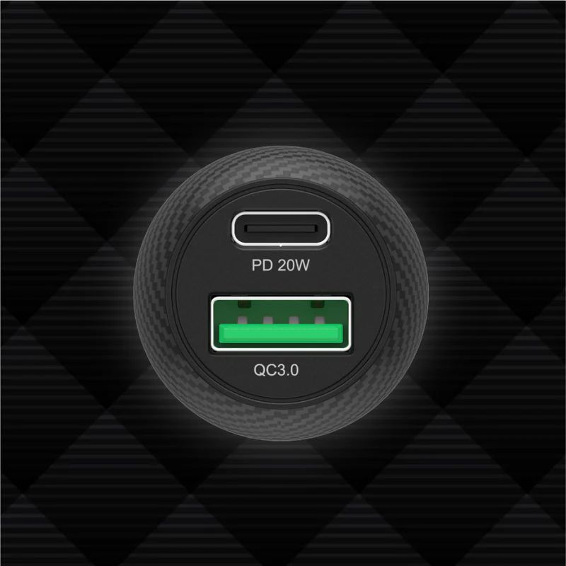 Unitek Powertrain Duo 38W Two Ports Car Charger with PD and QC Black
