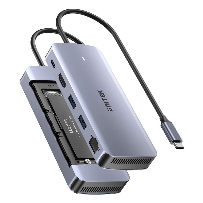 Unitek 6-in-1 USB-C Hub with M.2 SSD Enclosure Space Grey