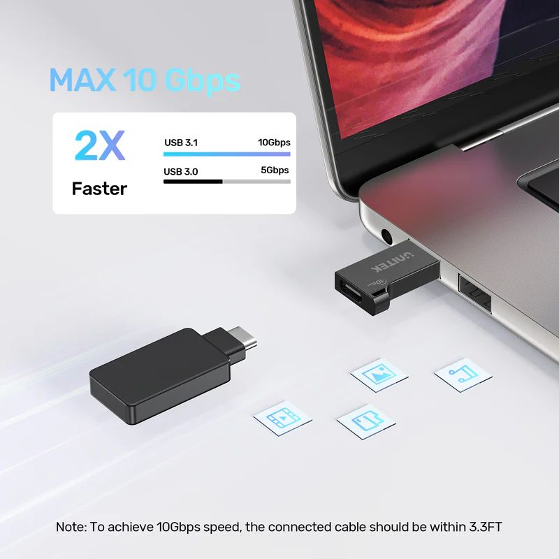 Unitek 10Gbps USB-A to USB-C Adapter Black