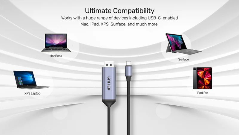 Unitek USB-C to DisplayPort1.4 Cable 1,8m Space Grey
