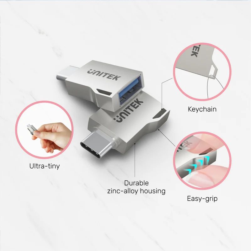 Unitek USB-C to USB-A OTG Adapter Silver