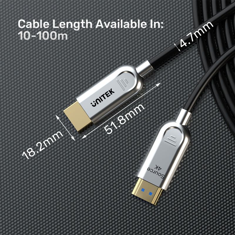 Unitek Fiber Optic 4K HDMI Cable 20m Space Grey