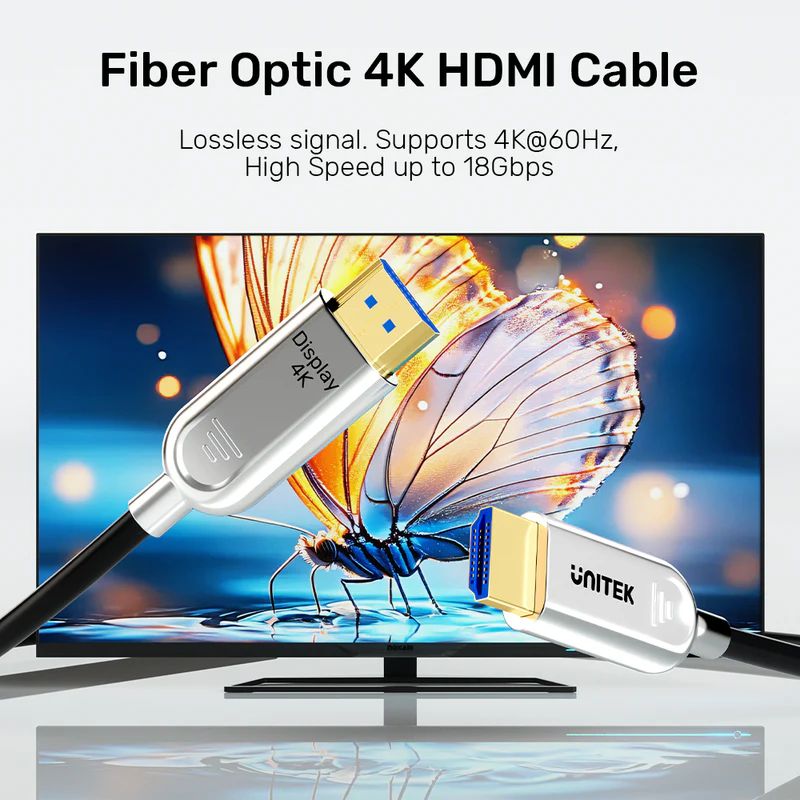 Unitek Fiber Optic 4K HDMI Cable 20m Space Grey