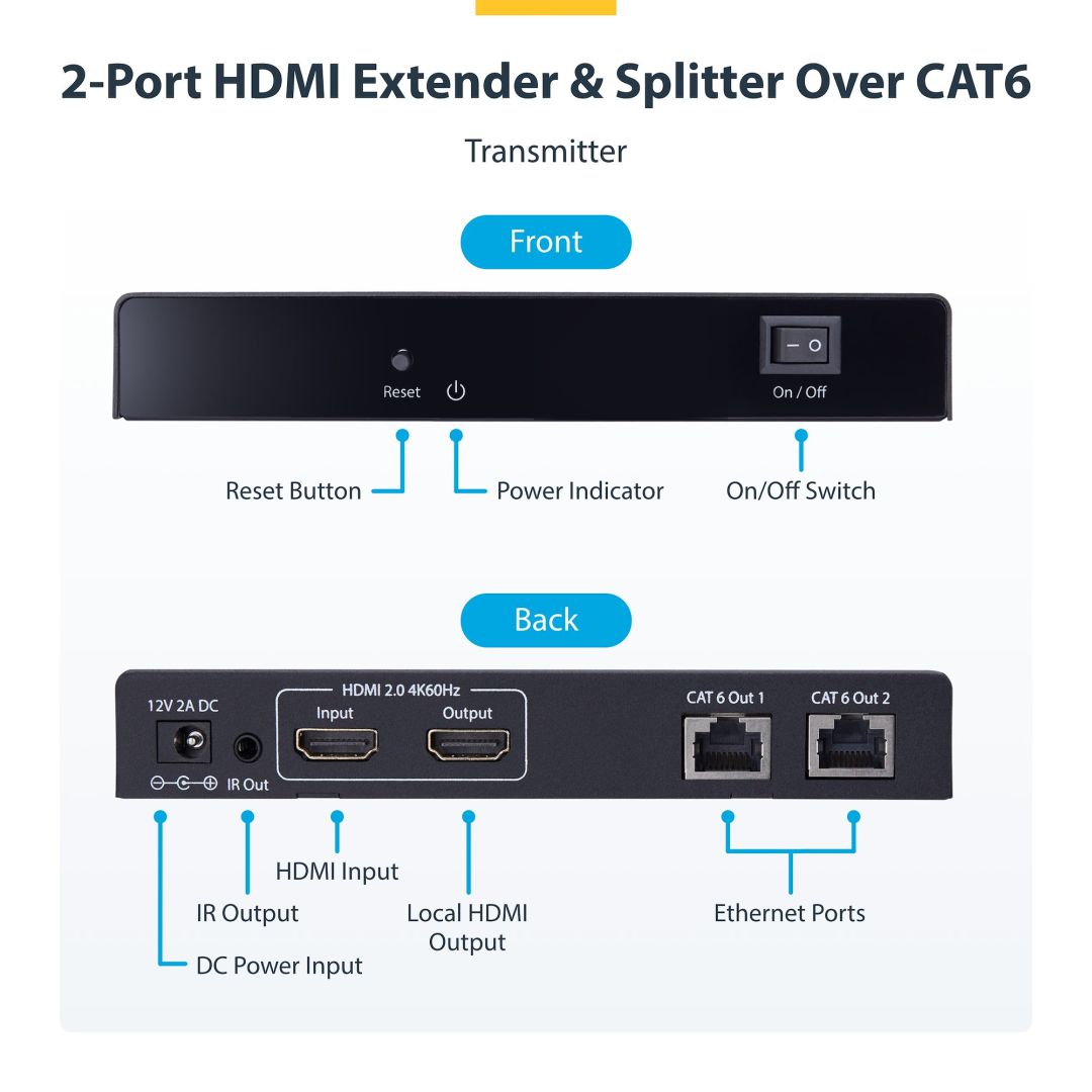 Startech 2-Port HDMI Extender and Splitter Over CAT6