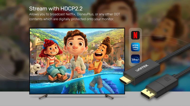 Unitek DisplayPort 1.2 to HDMI 4K Cable 1,8m Black