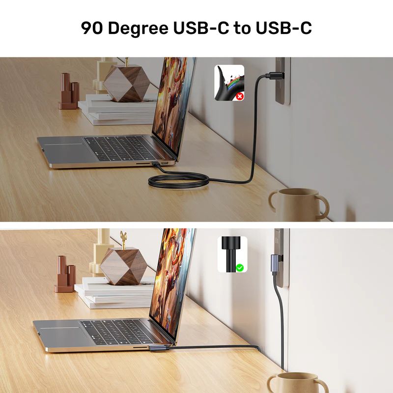 Unitek PD 100W USB-C Cable Dual 90 Degree 1m Black