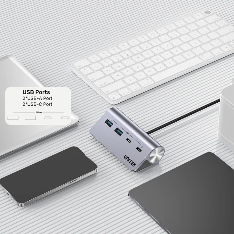 Unitek uHUB Q4 4-in-1 USB-C Hub Space Grey
