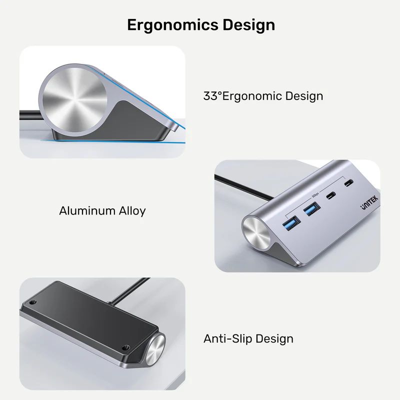Unitek uHUB Q4 4-in-1 USB-C Hub Space Grey